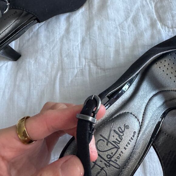 LifeStride Teller Black Peep Toe Slingback Women’s 7M Comfort Shoes 3.5” Heel - Picture 12 of 15